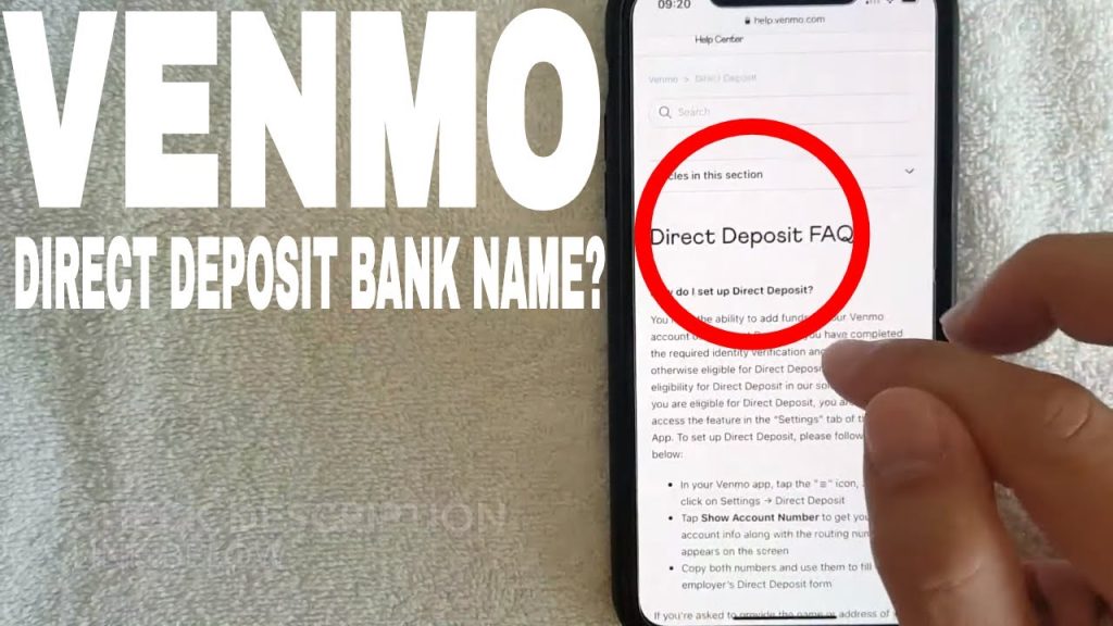 Venmo Direct Deposit Bank Name